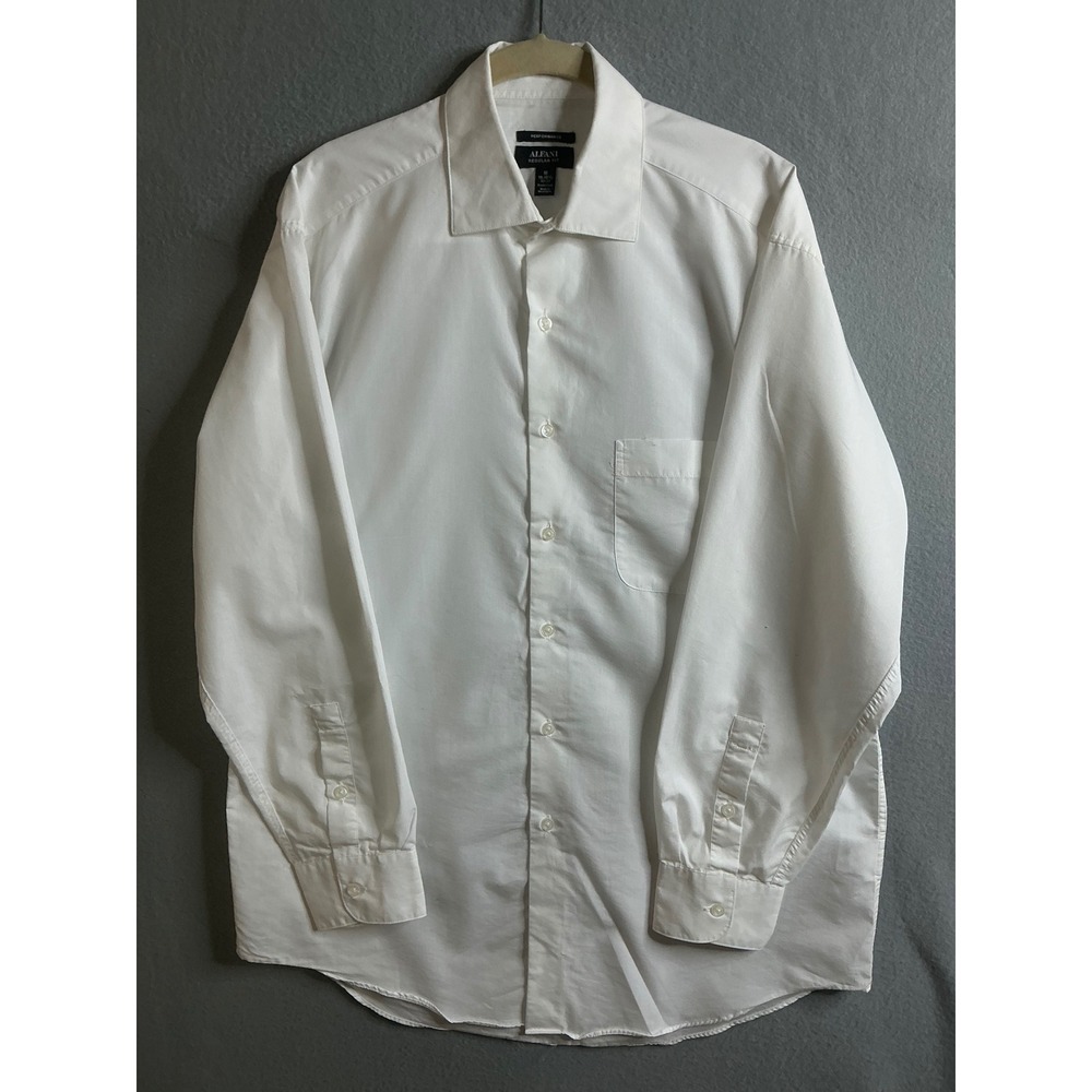 Alfani Performance Dress Shirt Men's Medium Regular Fit Easy Care